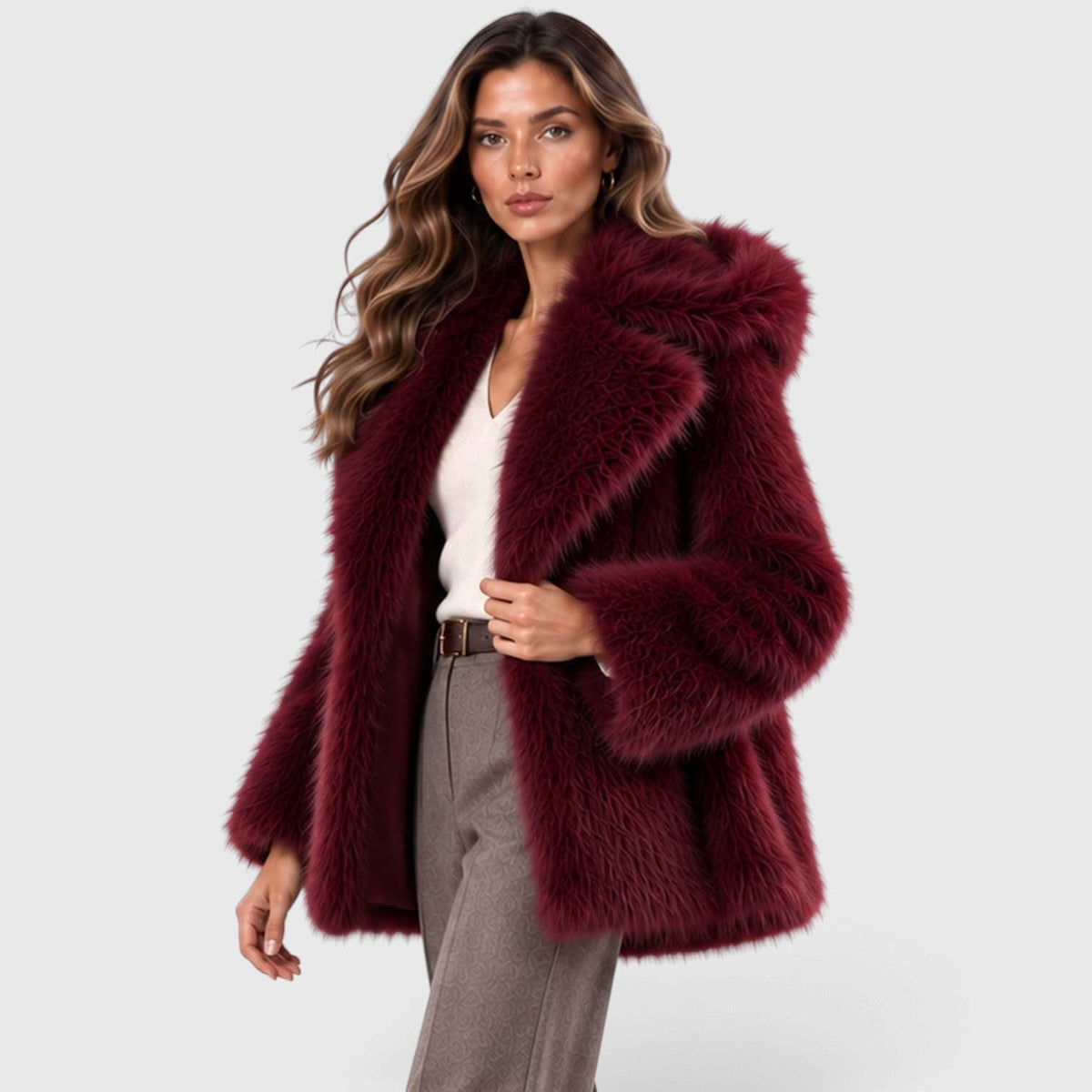 Women's Soft Plush Faux Fur Coat – Short Winter Style