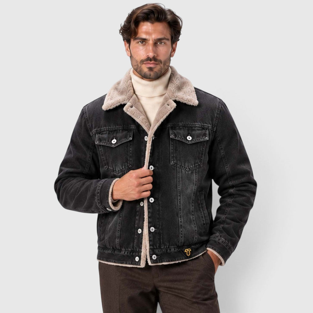 Men's Warm Sherpa-Lined Denim Trucker Jacket