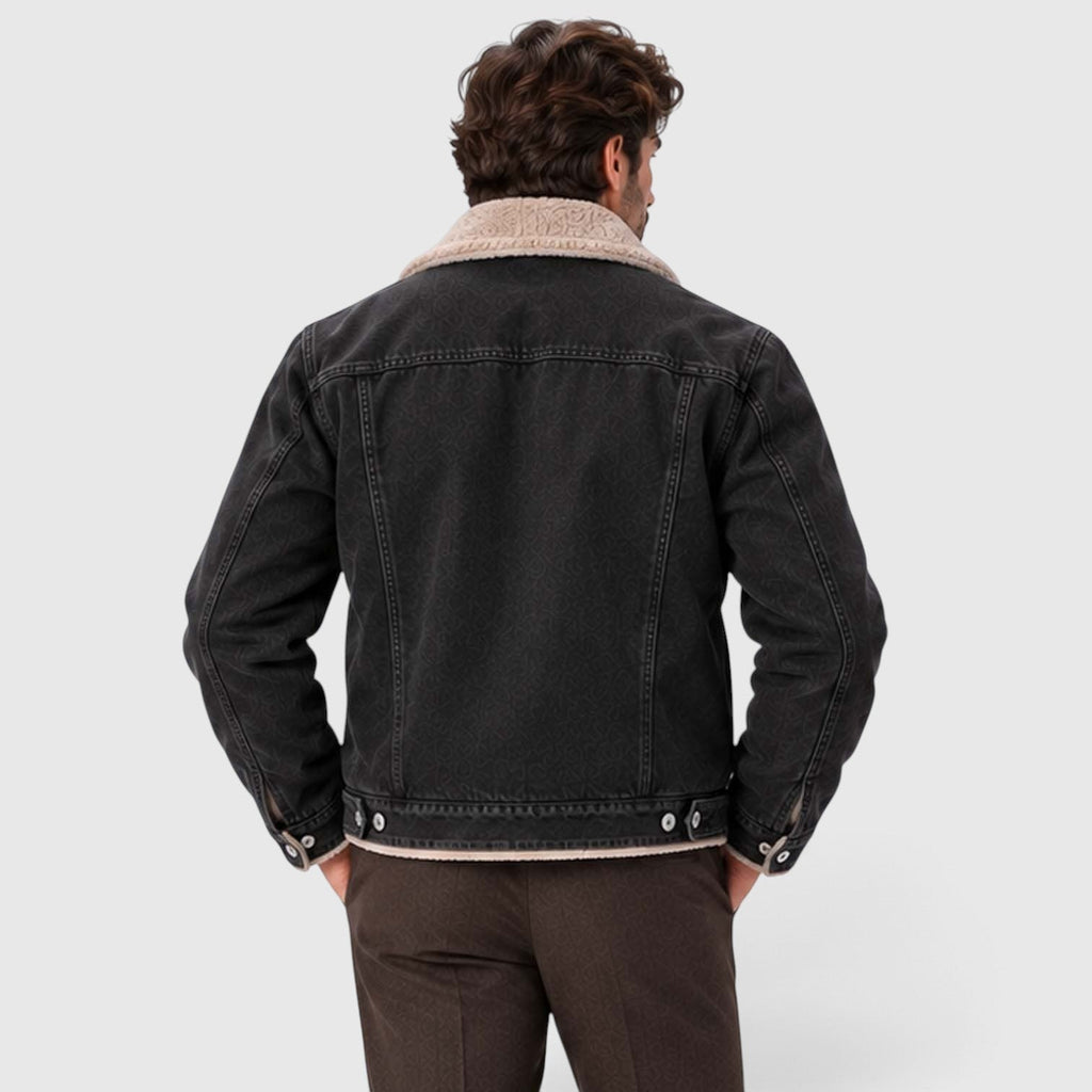 Men's Warm Sherpa-Lined Denim Trucker Jacket