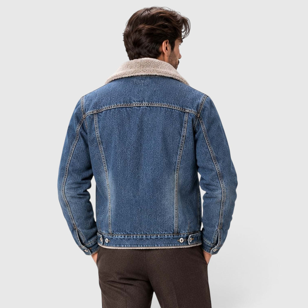Men's Warm Sherpa-Lined Denim Trucker Jacket