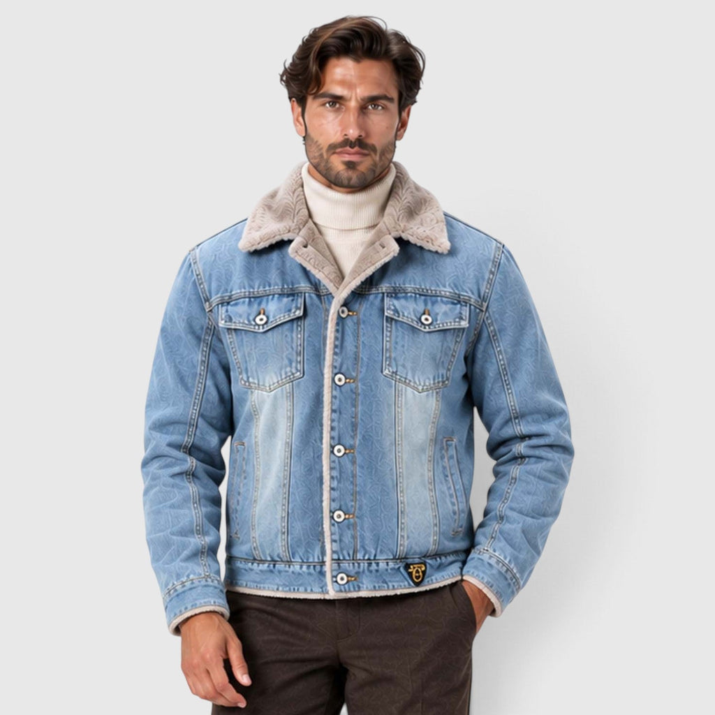 Men's Warm Sherpa-Lined Denim Trucker Jacket