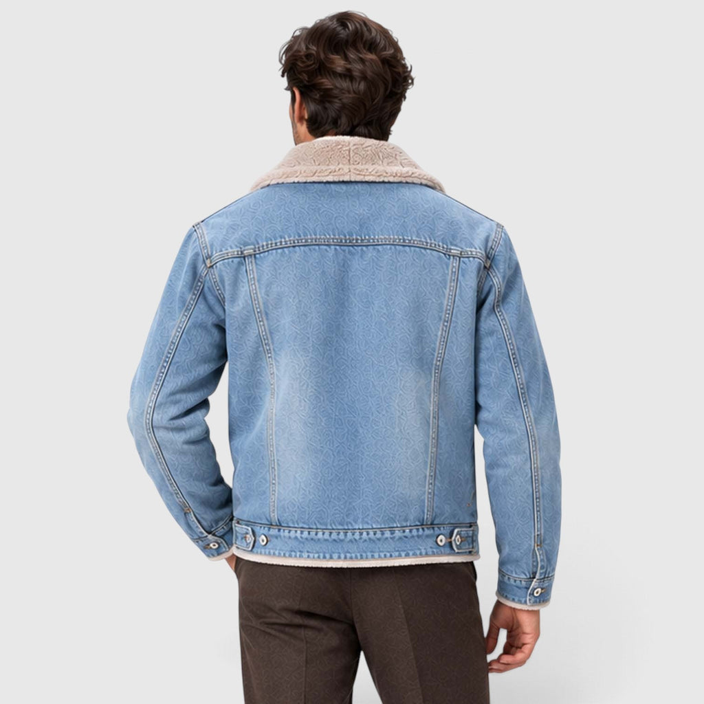 Men's Warm Sherpa-Lined Denim Trucker Jacket
