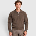 Men's Long-Sleeve Textured Polo Knit Sweater for Smart Casual Wear