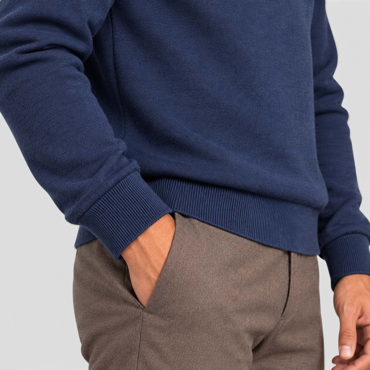 Men's Long-Sleeve Textured Polo Knit Sweater for Smart Casual Wear