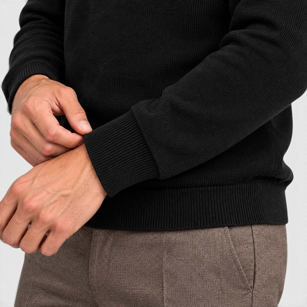 Men's Long-Sleeve Textured Polo Knit Sweater for Smart Casual Wear