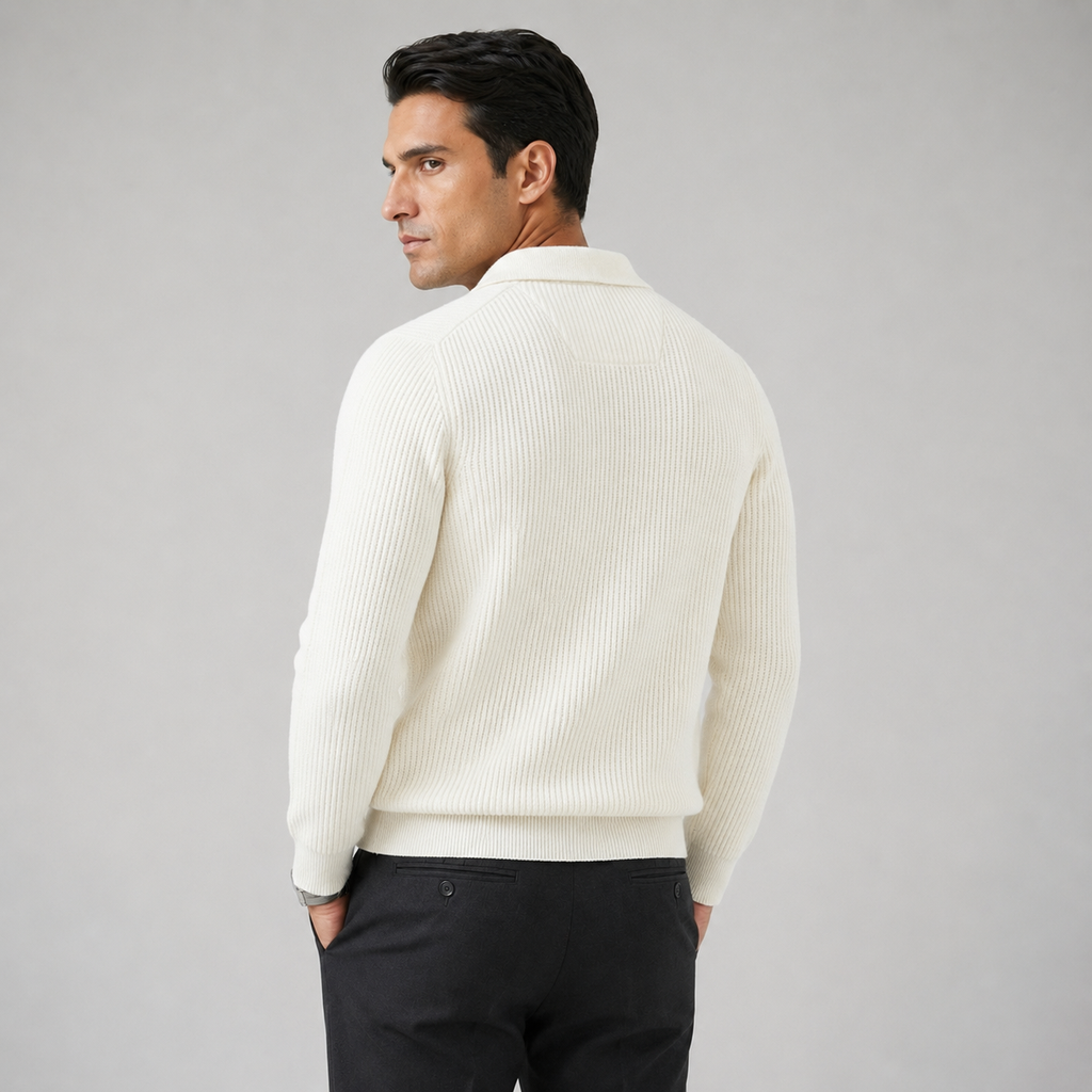 Men's Quarter Zip Jumper Waffle Knit