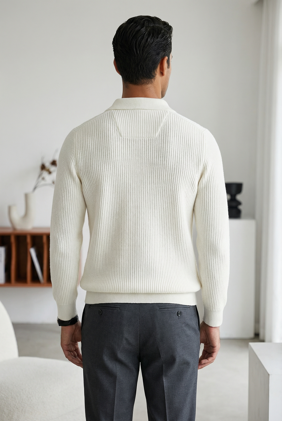 Men's Quarter Zip Jumper Waffle Knit