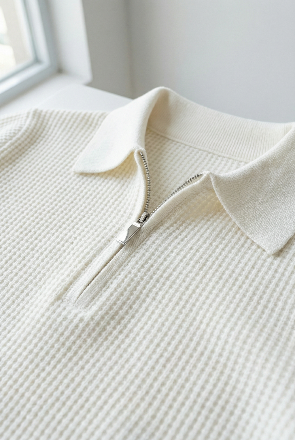 Men's Quarter Zip Jumper Waffle Knit