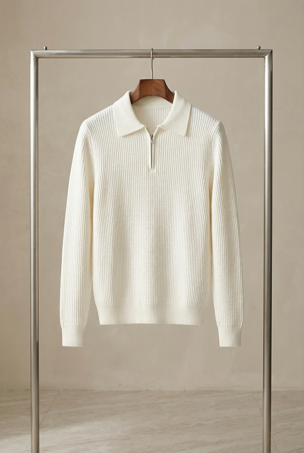 Men's Quarter Zip Jumper Waffle Knit