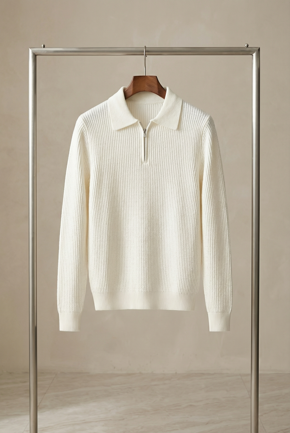 Men's Quarter Zip Jumper Waffle Knit