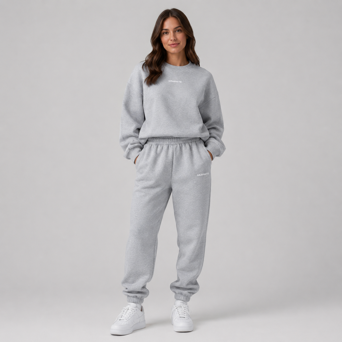 Women's Tracksuit Set with Crew-Neck Sweatshirt and Joggers
