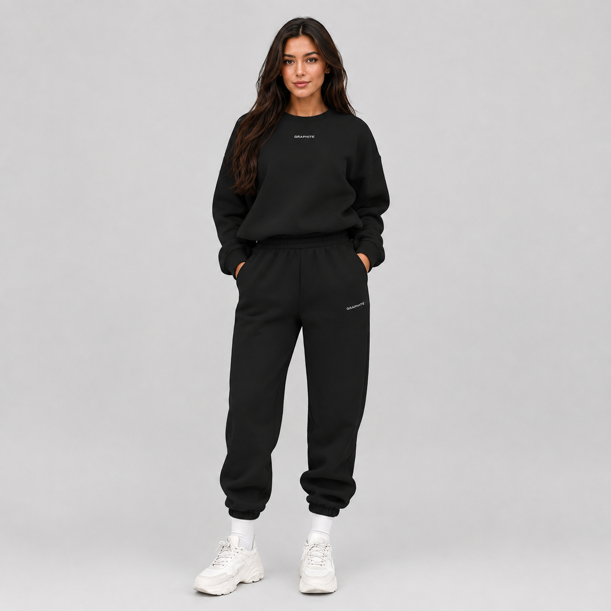 Women's Tracksuit Set with Crew-Neck Sweatshirt and Joggers
