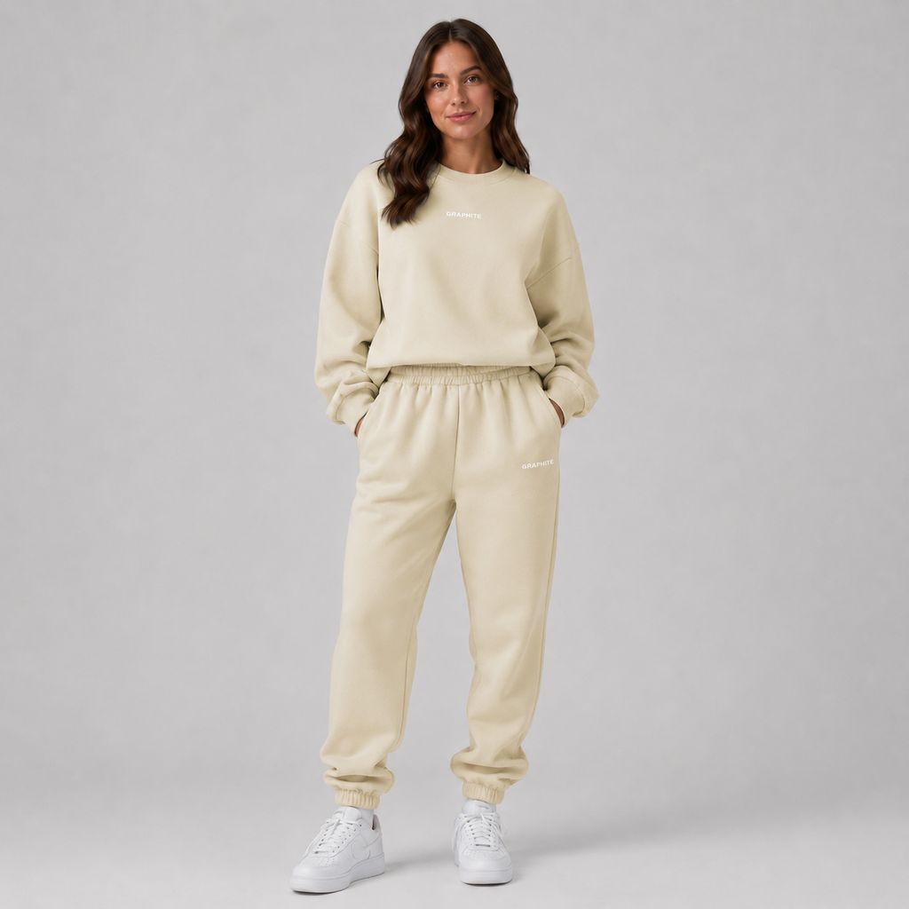 Women's Tracksuit Set with Crew-Neck Sweatshirt and Joggers