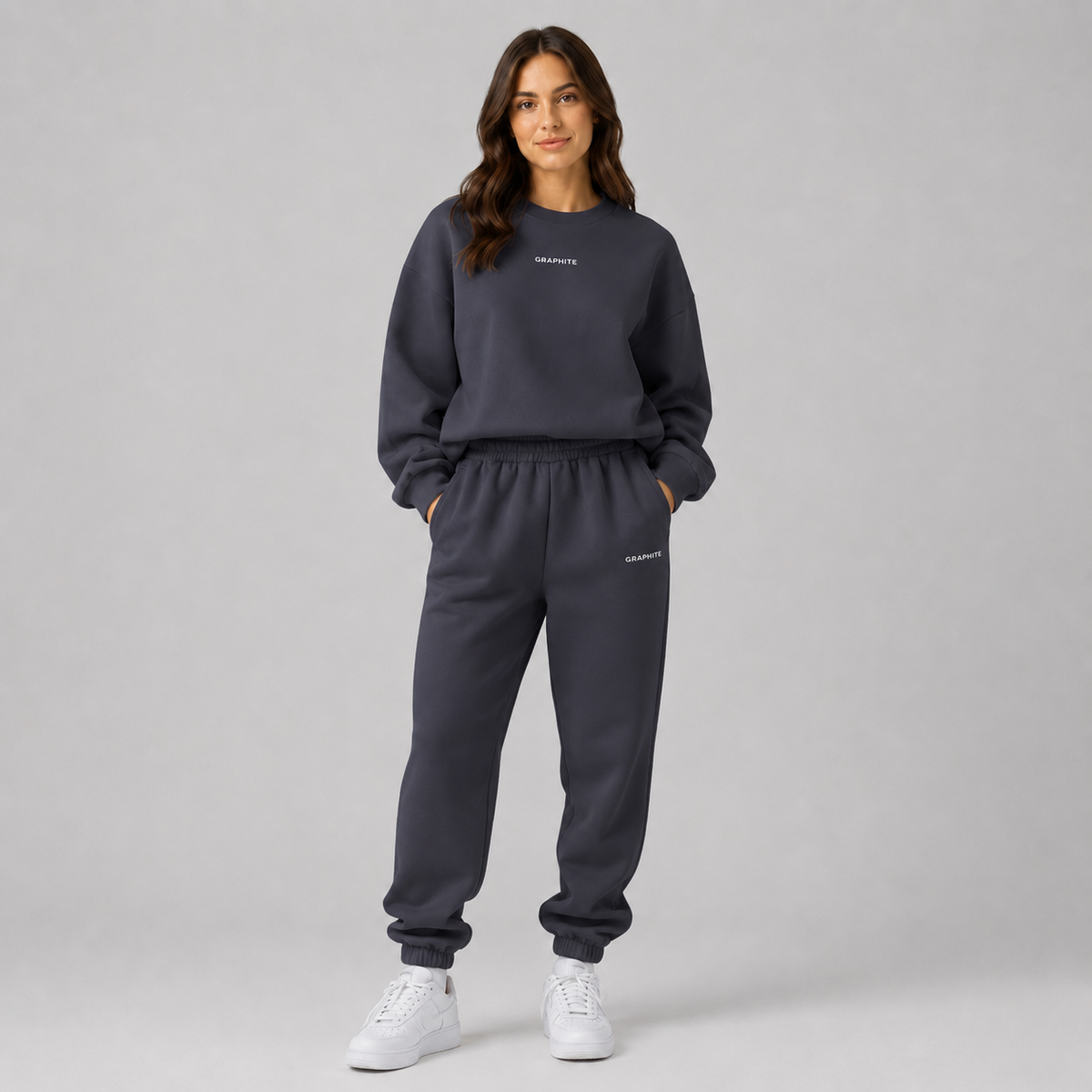 Women's Tracksuit Set with Crew-Neck Sweatshirt and Joggers