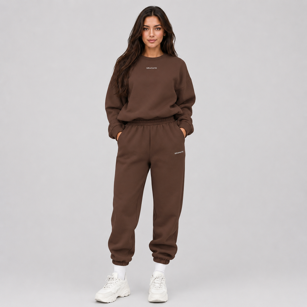 Women's Tracksuit Set with Crew-Neck Sweatshirt and Joggers