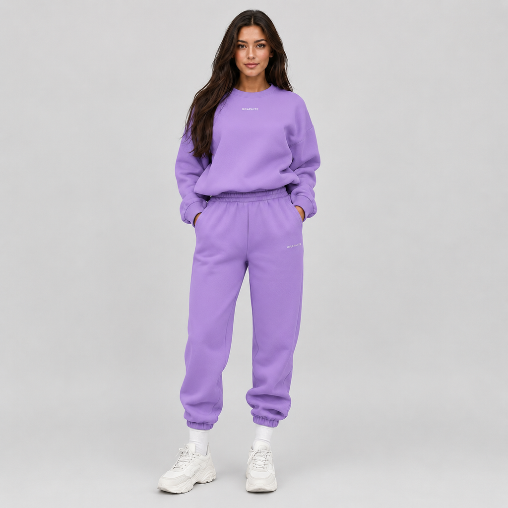 Women's Tracksuit Set with Crew-Neck Sweatshirt and Joggers