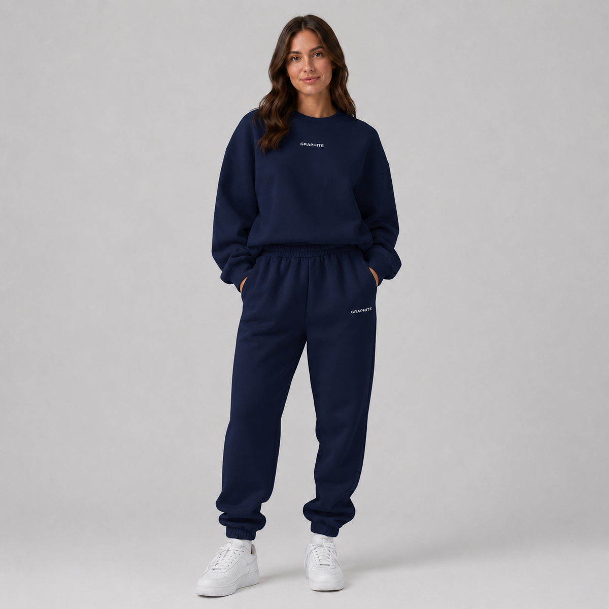 Women's Tracksuit Set with Crew-Neck Sweatshirt and Joggers