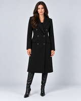 Women's Long Double-Breasted Wool-Blend Look Overcoat